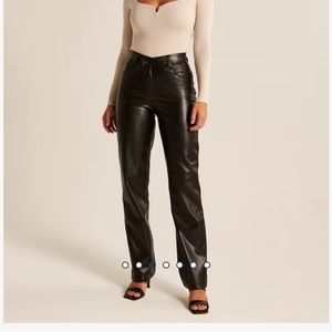 Curve Love Criss-Cross Waistband Vegan Leather 90s Straight Pant